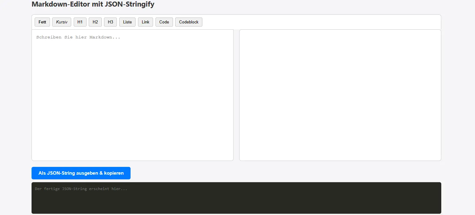 Markdown zu JSON Editor
